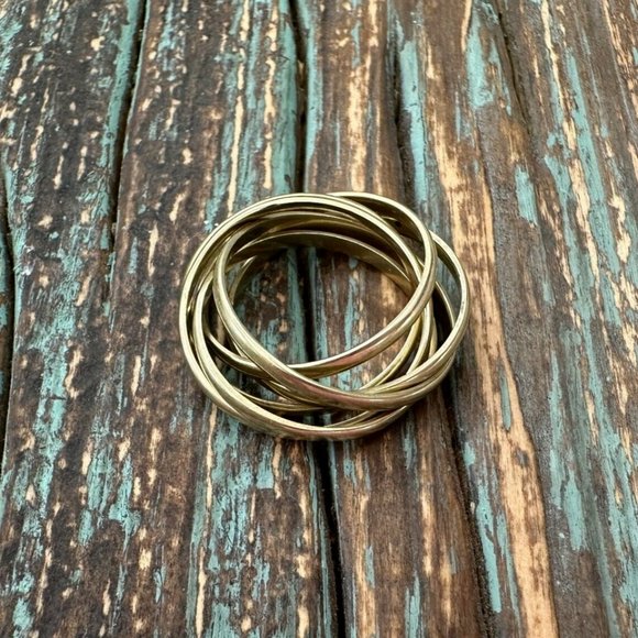 Vintage 14K Yellow Gold Rolling Ring Made of Six (6) Intertwined Bands Size 5.5 - Picture 2 of 8